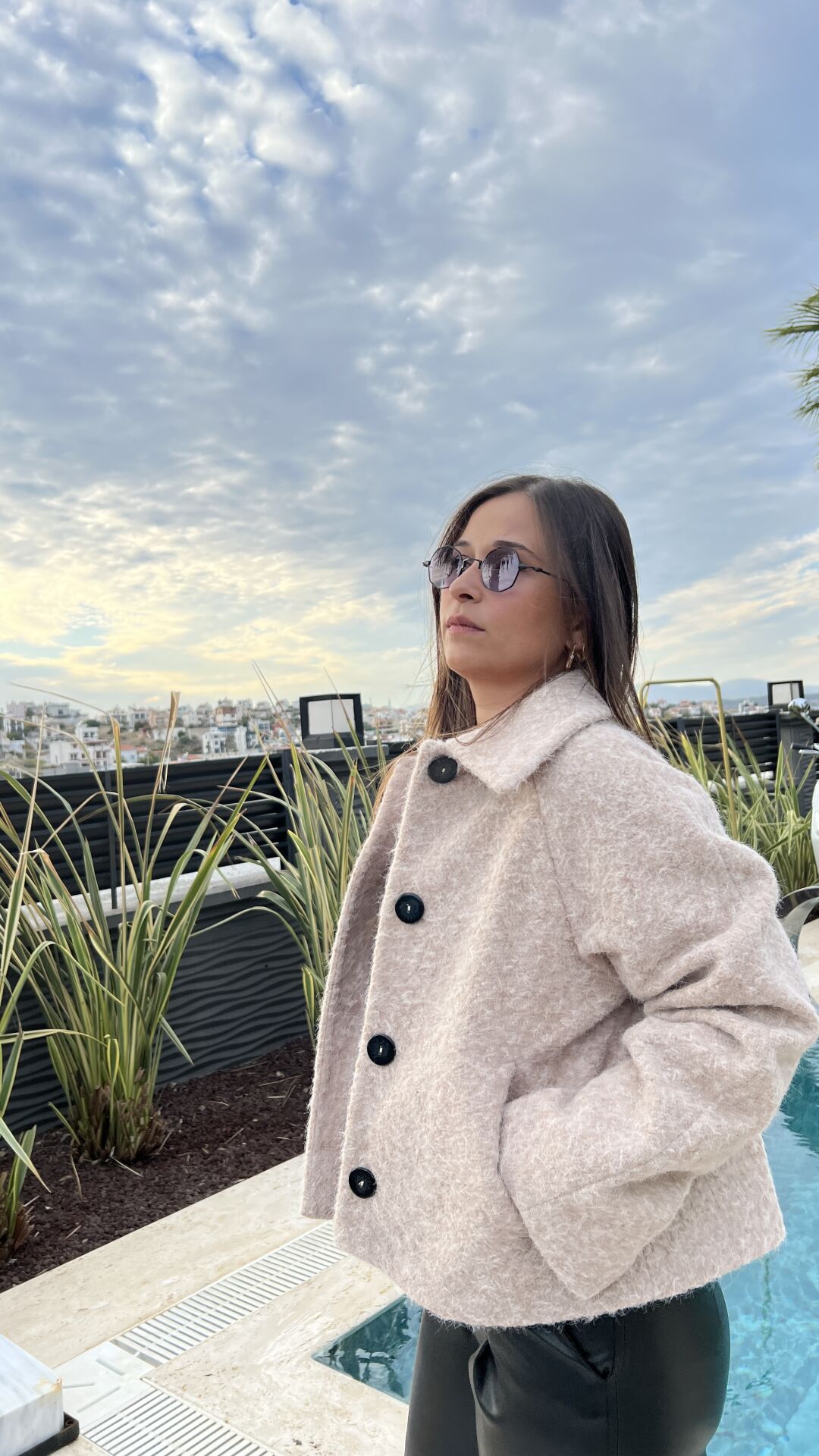 Kaşe Reglan Ceket Ekru